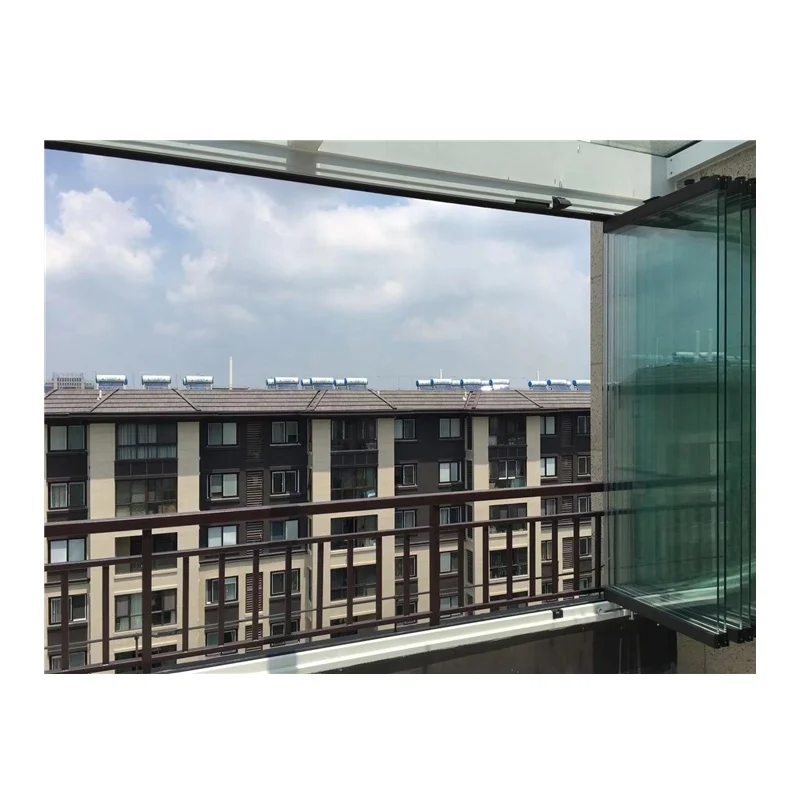 CE Frameless Sliding Folding Accordion Stacking Window As Balcony Window Glazing System Super clear Transparent View Panoramic