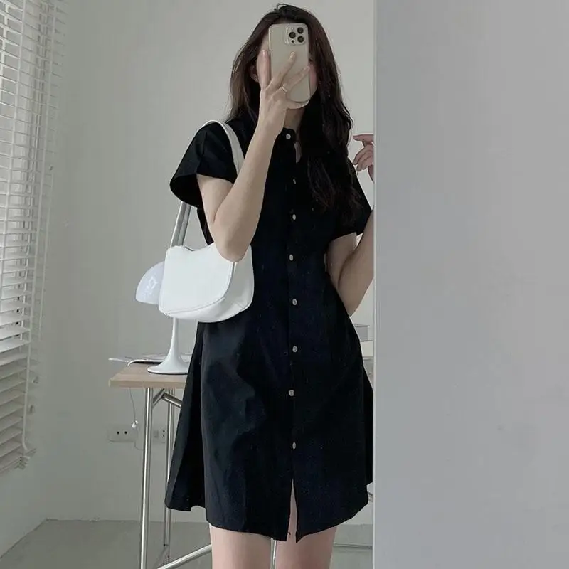 blue dress for baby girl New Off-shoulder Short-sleeved Dress Fashion Summer Slimming A-line