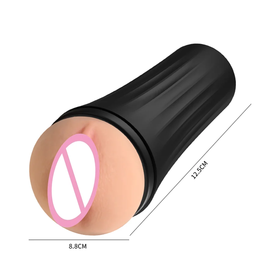 Black male masturbator cup with vaginal channel design