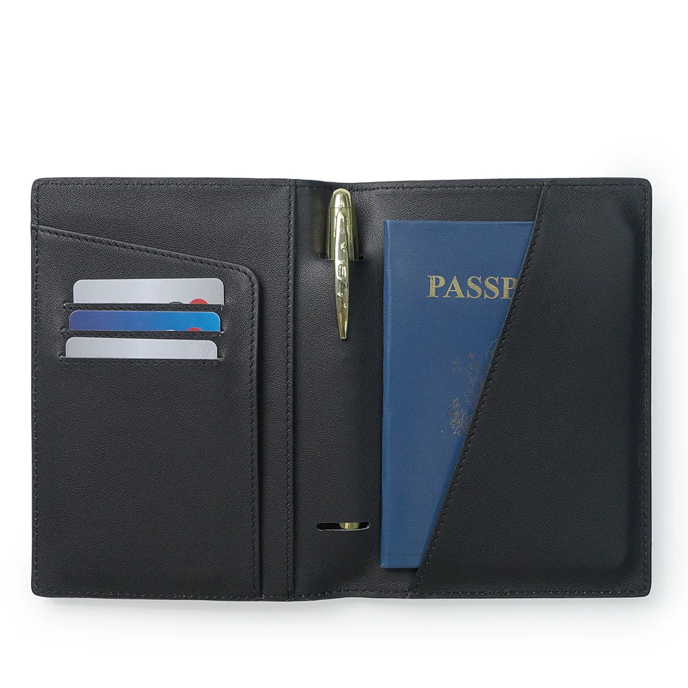 2024 Высококачественный кожаный бумажник для карт RFID блокирующий тонкий держатель паспорта функциональный дорожный мужчин и женщин