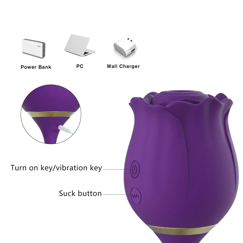 Powerful Sucking Rose Toy Extended Rose Vibrator with Vibrating Egg  Vibrator Sex Toy for Women