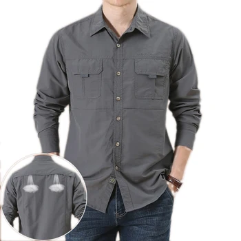 High Quality Fishing Hiking Shirt Men Breathable Quick-drying Blouse Long Sleeve Cargo Working Camisa Man Outdoor Shirts