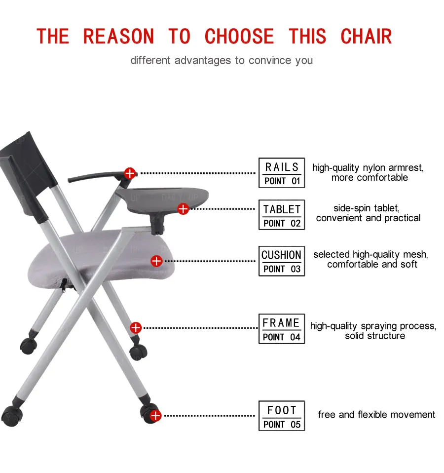 Folding Training Chair With Castors Folding Conference Chair With Wheels Fixed Meeting Chair