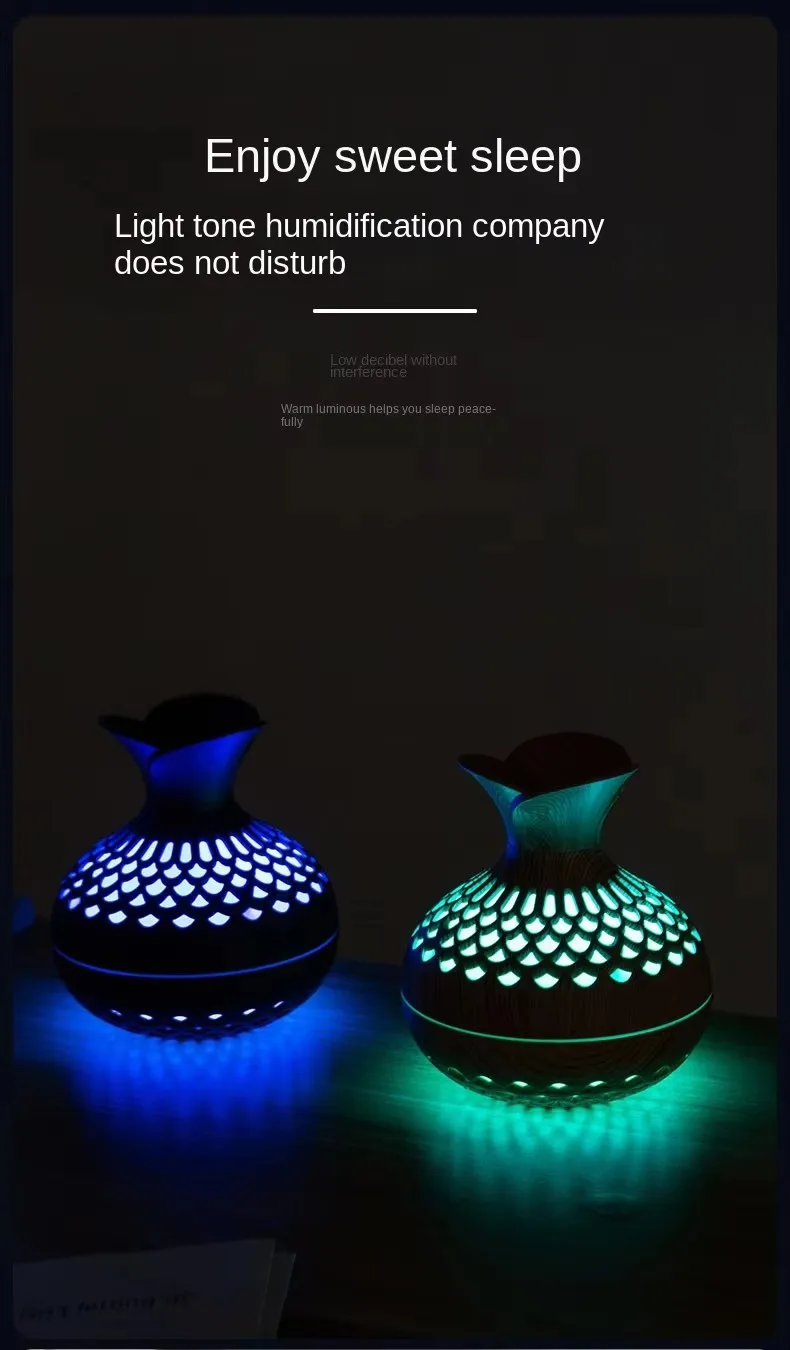 家用办公室用超声波香薰精油扩散器便携式USB迷你空气加湿器花朵香薰扩散器