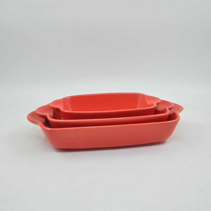 Sample Available Eco Friendly Feature and Oven Dish Plates Dinnerware Baking Tray Oven Bakeware Set Type Stoneware Ceramic Baking Tray