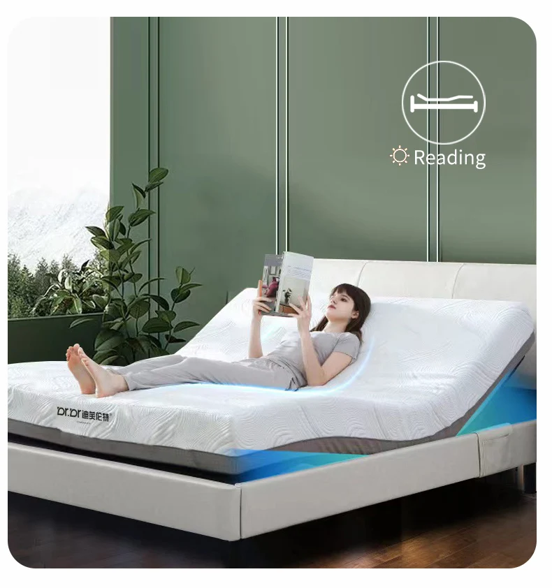 Adjustable Electric Bed Frame Memory Foam Mattress King Size Bed With ...