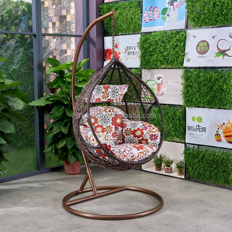 Outdoor Swing Chair Hanging Baskets Deep Cushion Metal Stand Leisure