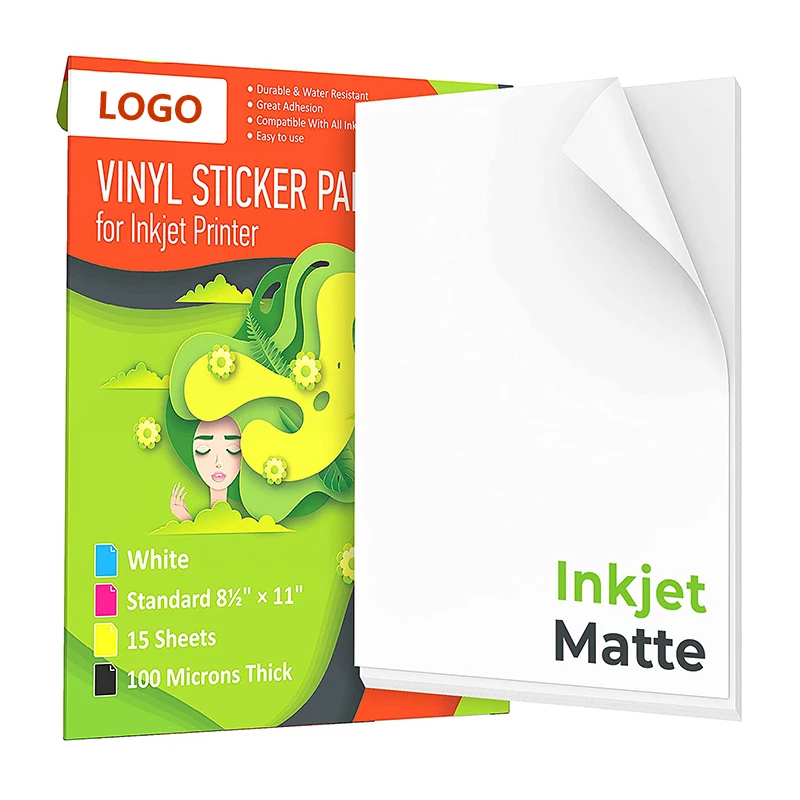 Custom Matte Inkjet Printable Vinyl A4 Sticker Paper Blank Waterproof