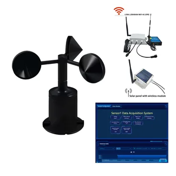 Ex Factory Price RS485 Output Lora Lorawan High Precise Plastic Three Cup Wind Speed Sensor Mini Anemometer With Data Logger