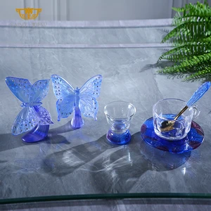 Wholesale Butterfly Hand Engraving Party Home Table Decor Tea Coffee Cup Set