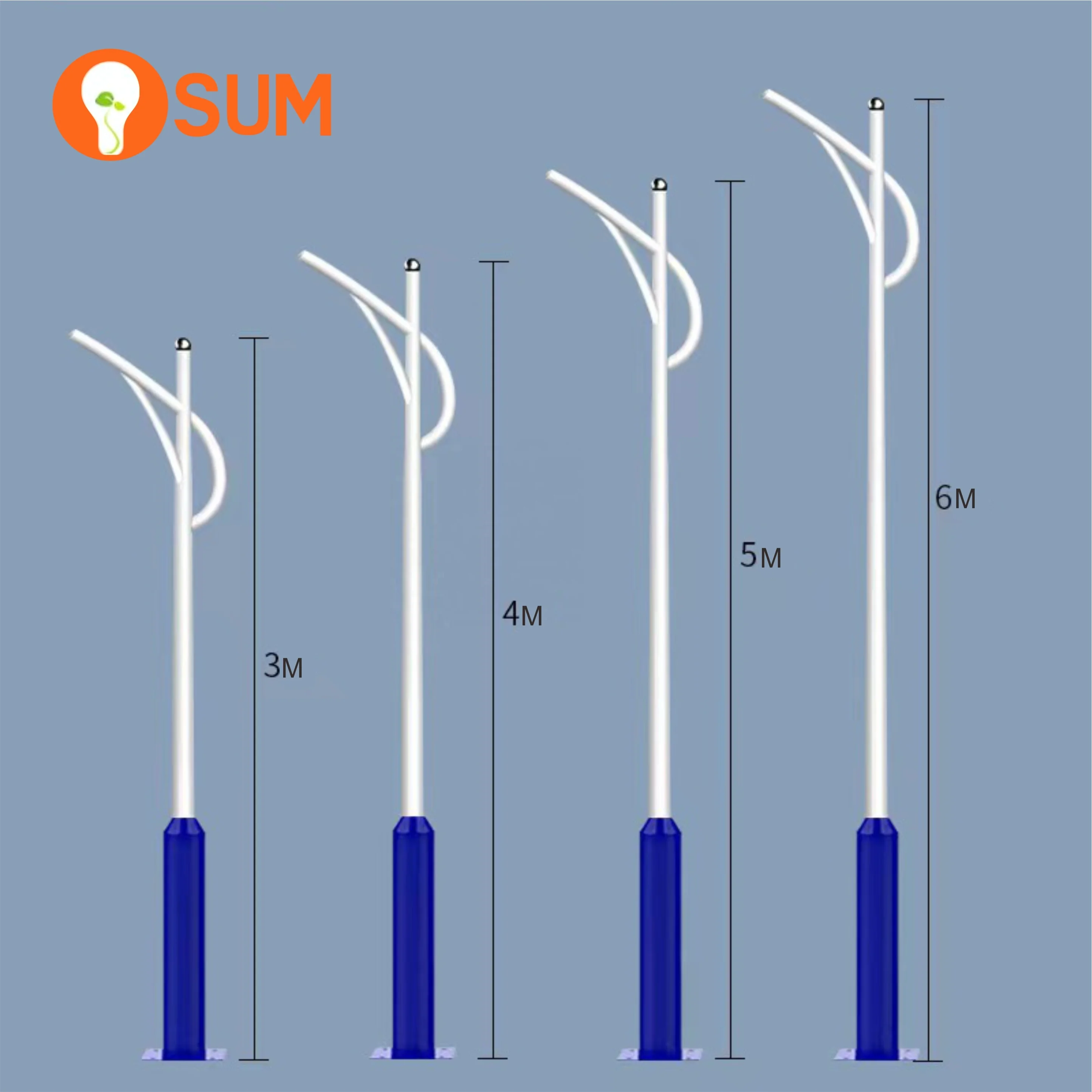 Osum OEM ODM Hot Dip Color Galvanized 3m 4m 6m 8m Height Telescopic Aluminium Iron Steel Led Solar Street Light Poles
