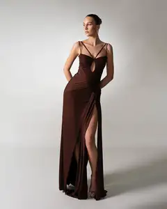 Bettergirl 2026 Ramadan Backless coffee colored pleated ribbon new year party dress
