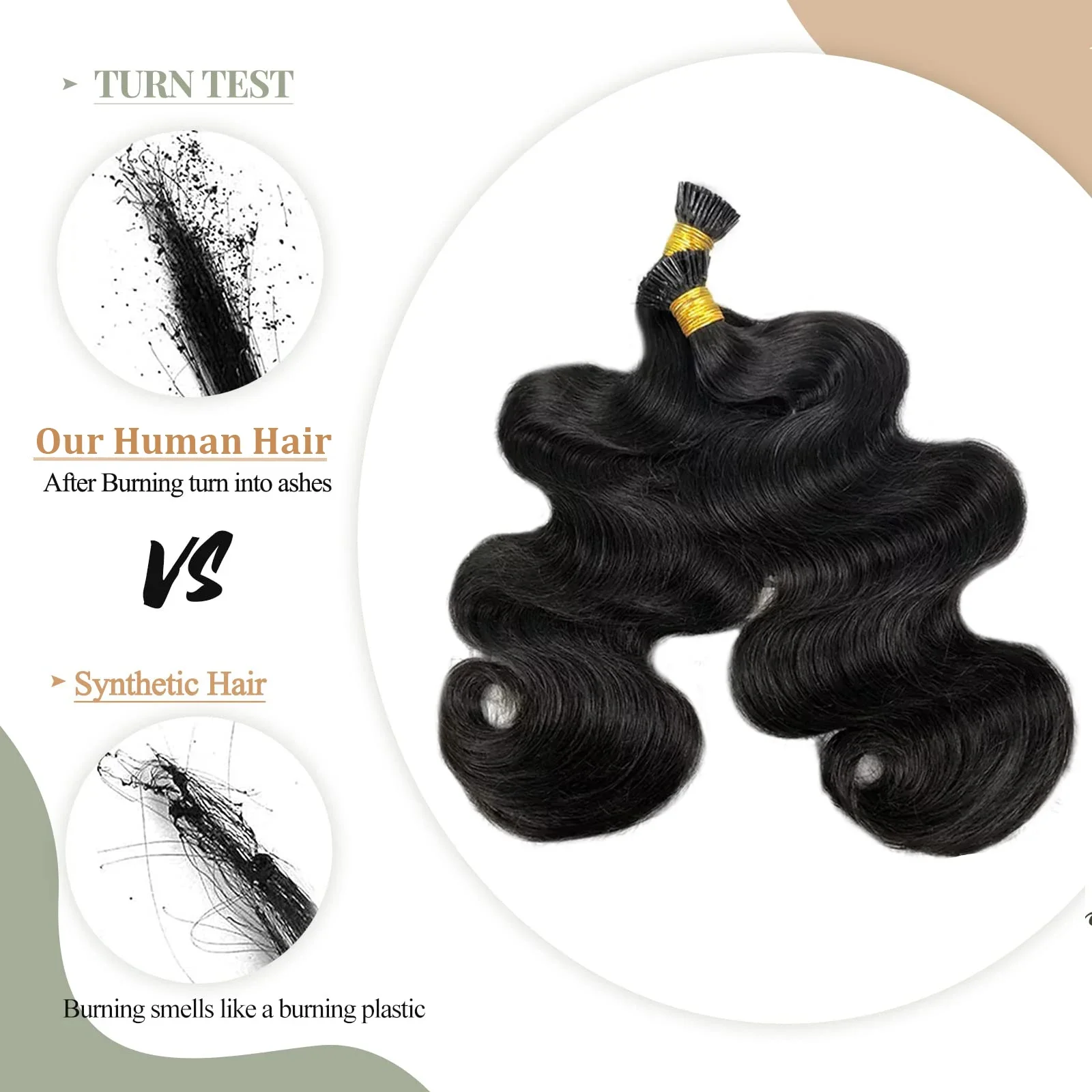 Body Wave I Tip Microlinks Human Hair Extensions for Women Natural Color Brazilian Hair Pre Bonded 1g/strand 16-26inch_voghion.com