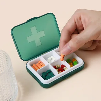 Wholesale 7-Day Folding Pill Organizer Box Square Plastic Travel Home Medicine Storage Case Custom Logo