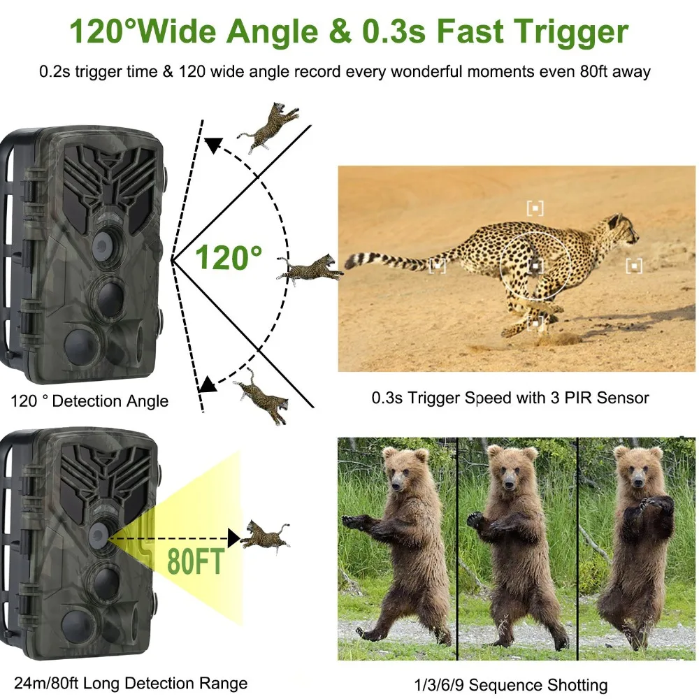 New Outdoor 24MP 2.7K HD IP65 Infrared Hunting Trail Trap HC-810A Wireless Camera For Night Vision Wireless Wildlife Camera