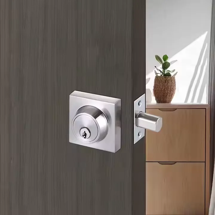 Square Single Keyed Deadbolts for Exterior Doors Black Keyed Outside and Thumb Turn Inside for Door Lock Body