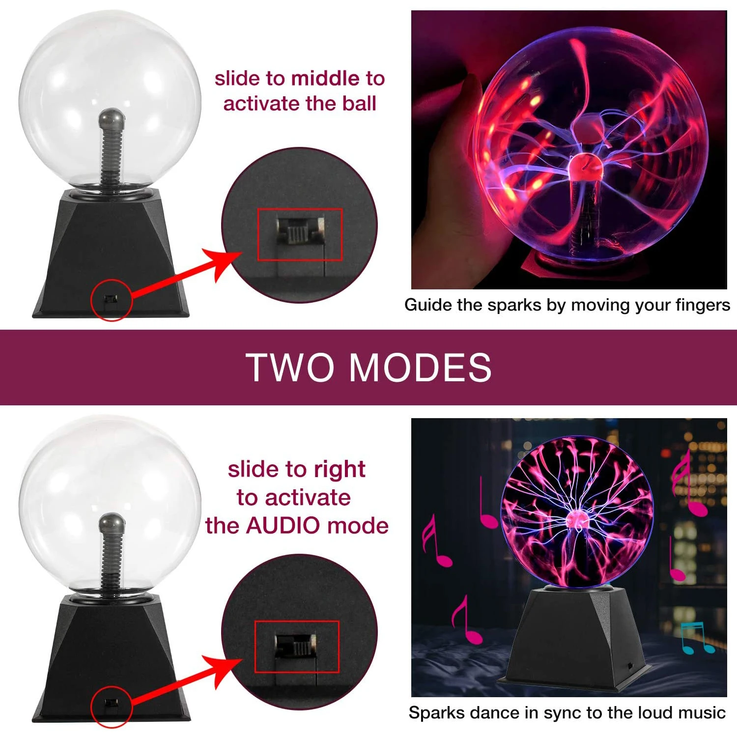 New Product 6 Inch  with Wireless Audio Sound Control Novelty Plasma Ball