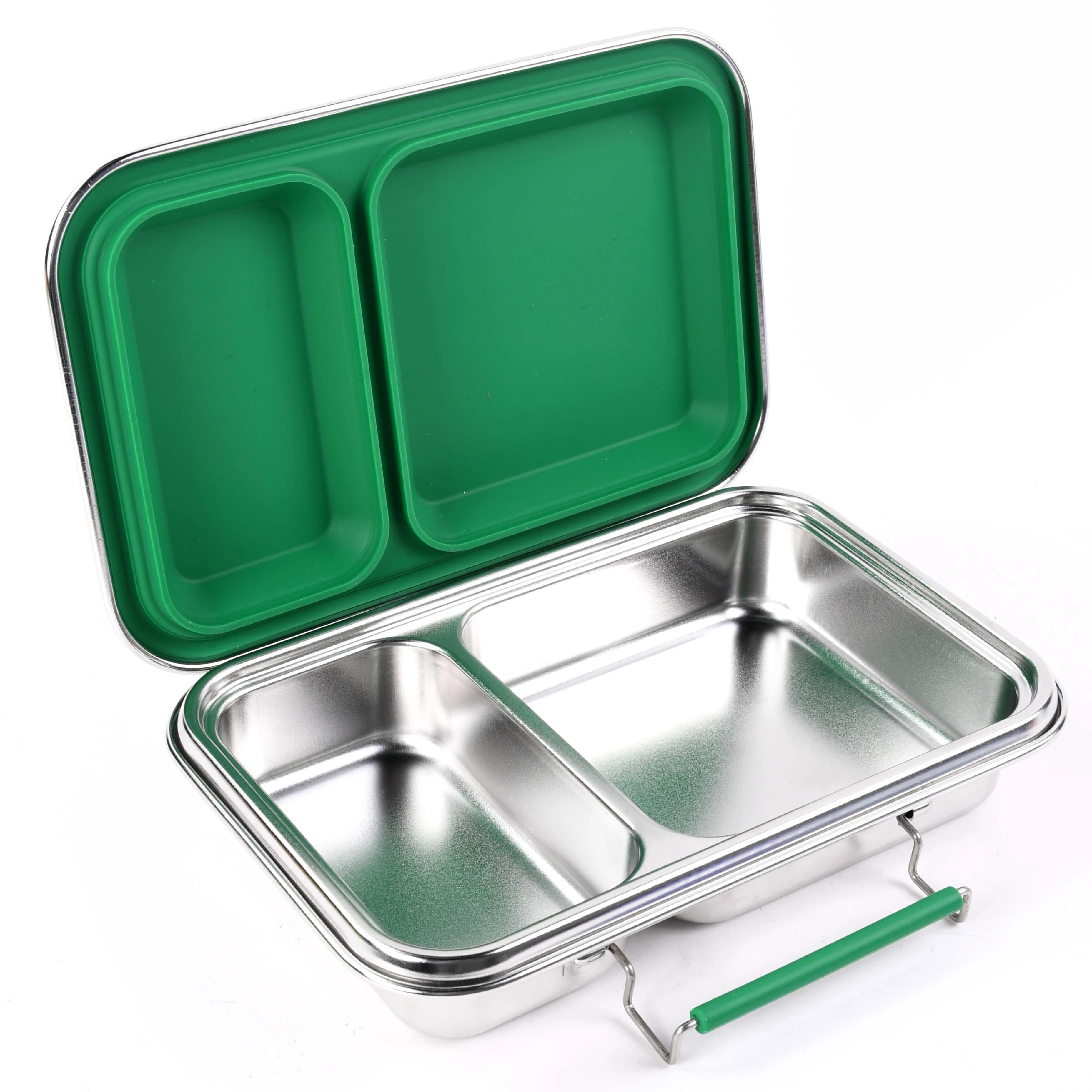 Aohea Eco-friendly 2 Compartments Stainless Steel Bento Lunch Box for Adults and Kids lunch box insulated school lunch box