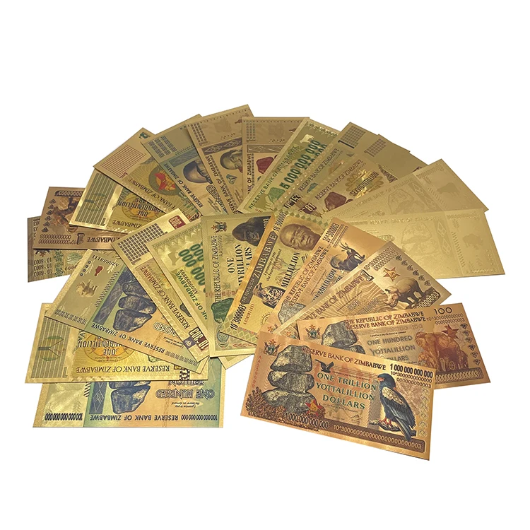 送料無料ジンバブエドルプラスチック金メッキ紙幣コレクション用