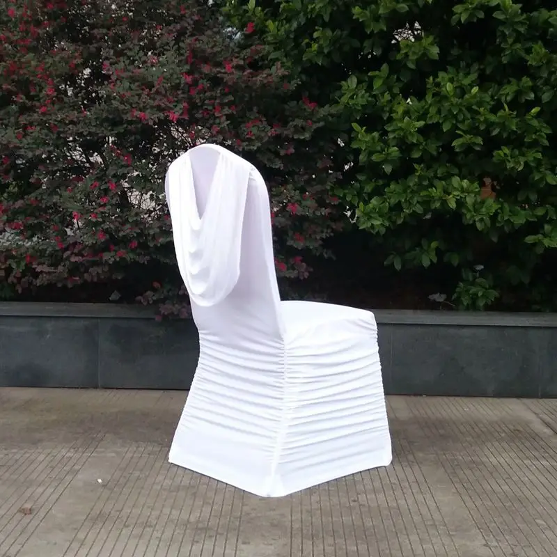White Spandex Ruched Swag Back Elastic Stretch Wedding Decoration Chair ...