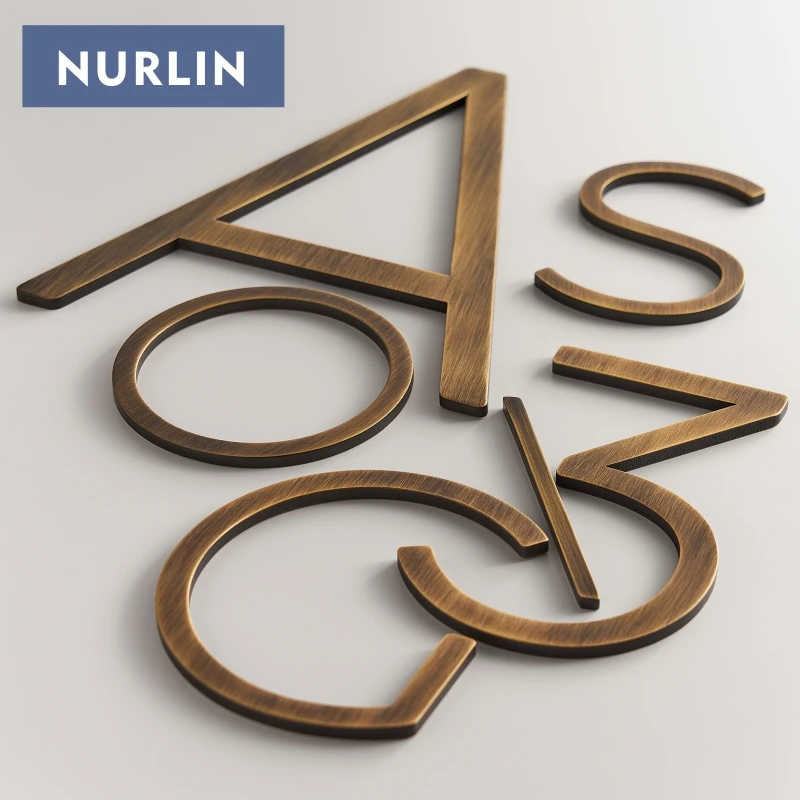 Nurlin Твердый латунный настраиваемый старинный Бронзовый дом Офисная компания парк буква 3D плавающая подпись