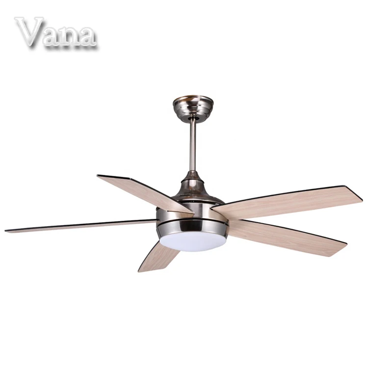 Modern Industrial Type 52 36Inch MDF Plywood Double Side Blades Heat Recovery Emergency Ceiling Fan With 5 Blades LED Lights 48