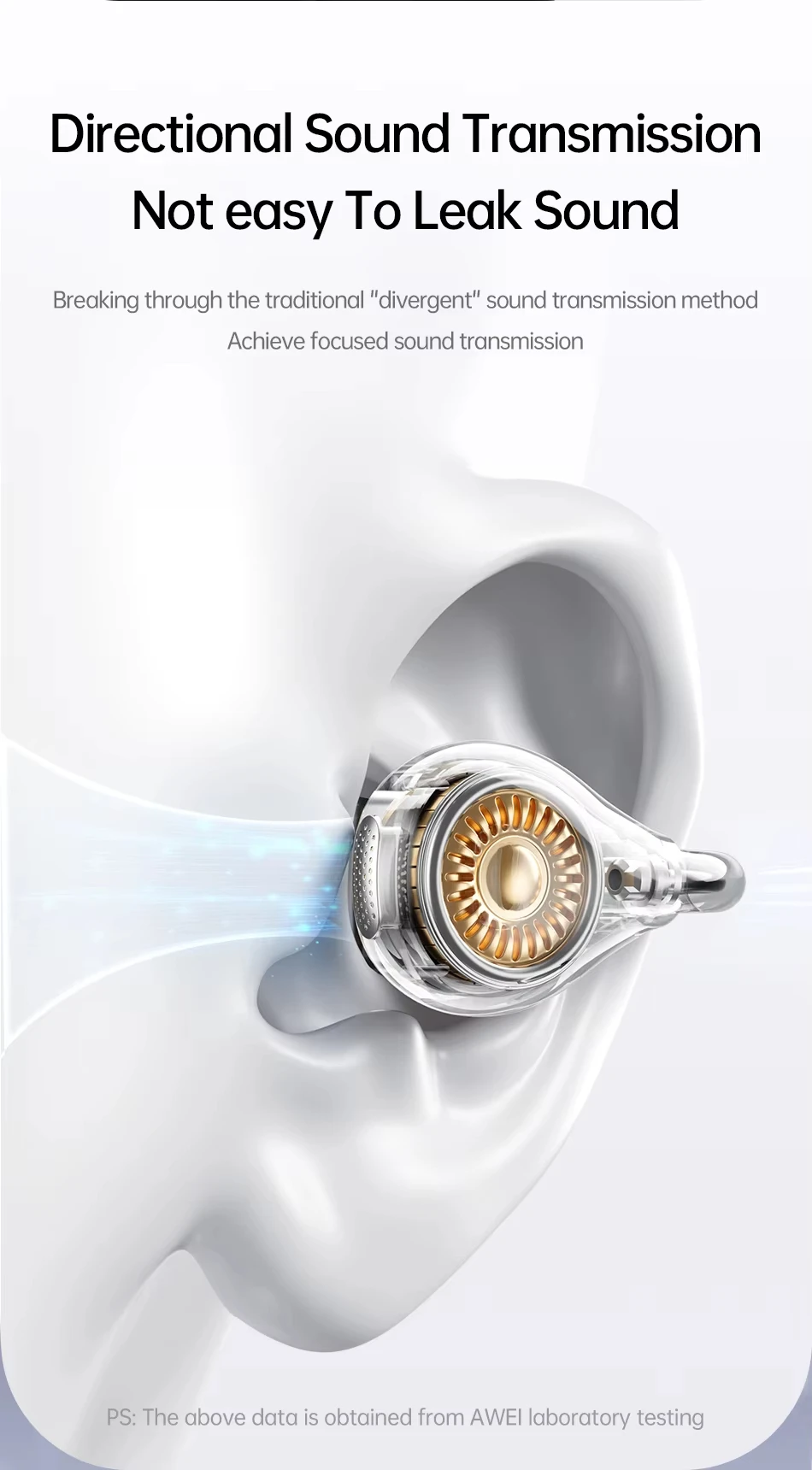 Awei TZ50 TWS Earphones V5.4 Ear Clip Earbuds Earrings Wireless Headphone with Digital Display for Sports