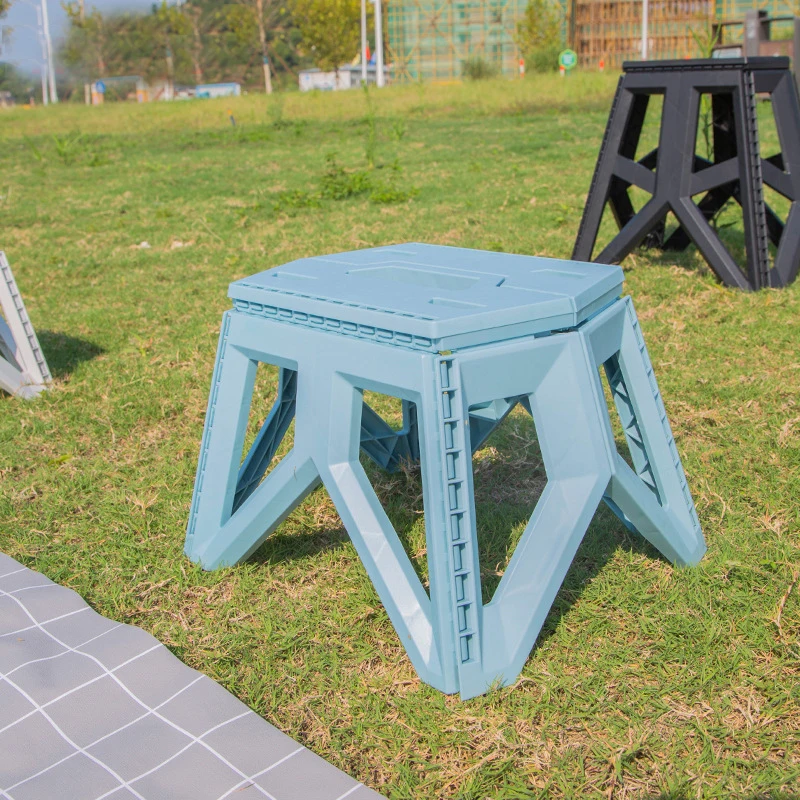 Sgabello Telescopico Pieghevole Quadrato – Per Campeggio, Pesca, Altezza Regolabile 6-45 Cm, Carico 220 Kg, Verde