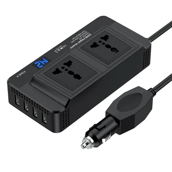 Amazon hotsale 2 AC Outlets 4 USB Ports Charger Adapter 200W Power Inverter DC 12V to 110V AC Car Converter DC to AC Inverter