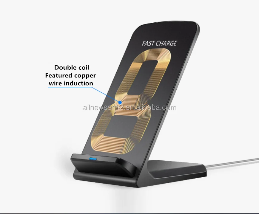 Direct Wholesale Wholesale Cheap Desktop Phone Stand Wireless Charger Dual Coil 10W Vertical