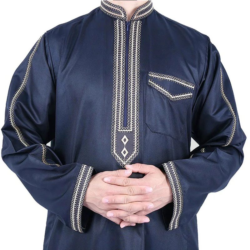 chinese dress ladies Men's Thobe Muslim Clothes Long Sleeve Middle East Saudi Kaftan Islamic  Abaya Dubai Arab Robe-S at Amazon Men's Clothing store main image 1