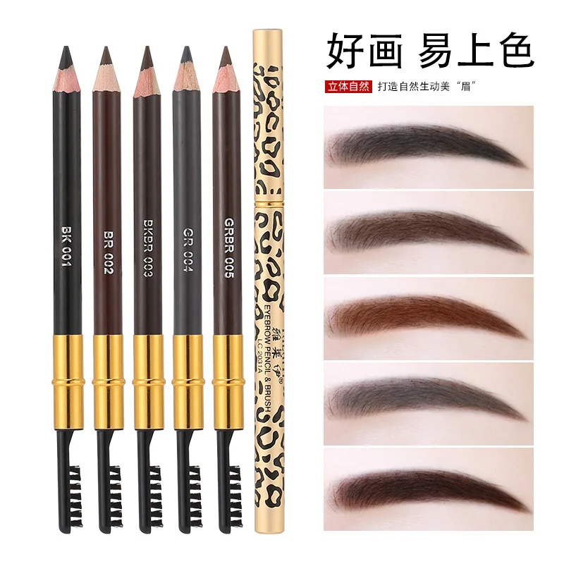 Private Label 5 Colors Double Head Eyebrow Pencil With Brush Long Lasting Waterproof Eye Brow Pencil
