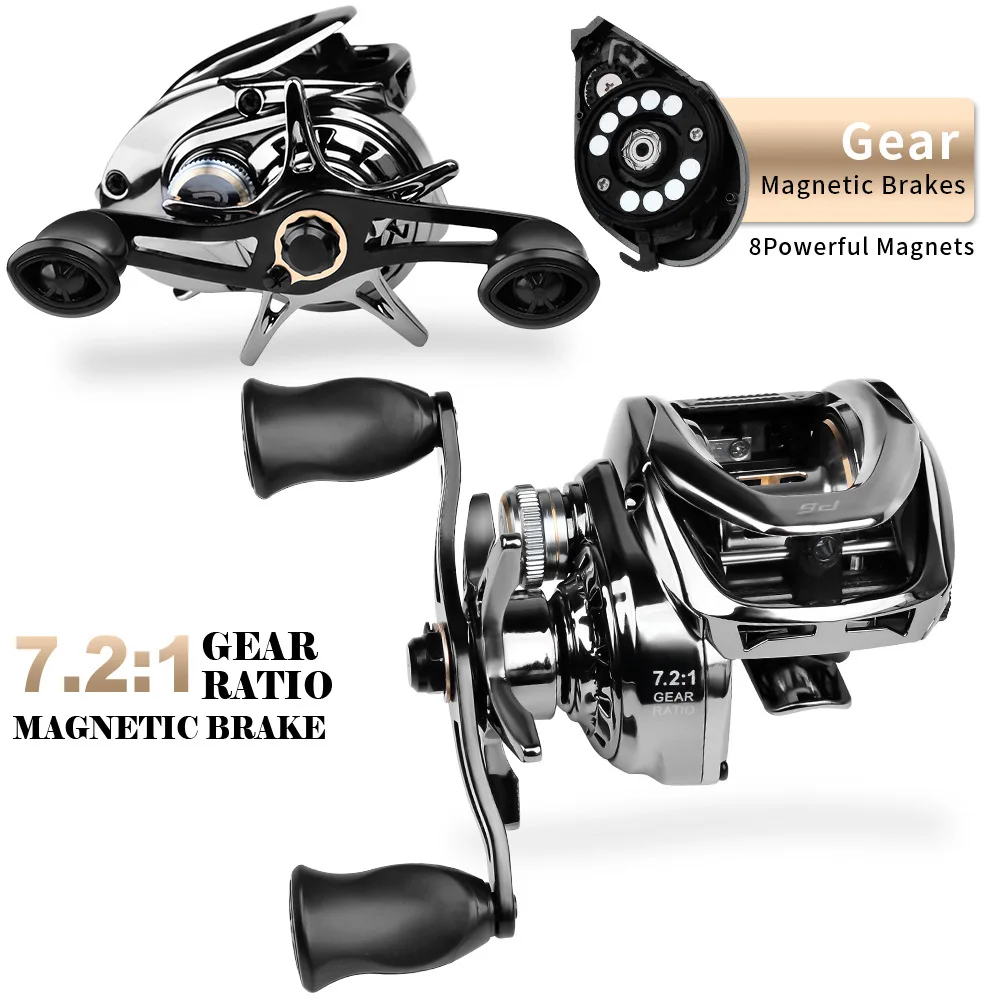 Newbility Baitcast Round Fishing Reel 7.2:1 5+1BB High Quality Metal  Baitcasting Fishing Reel