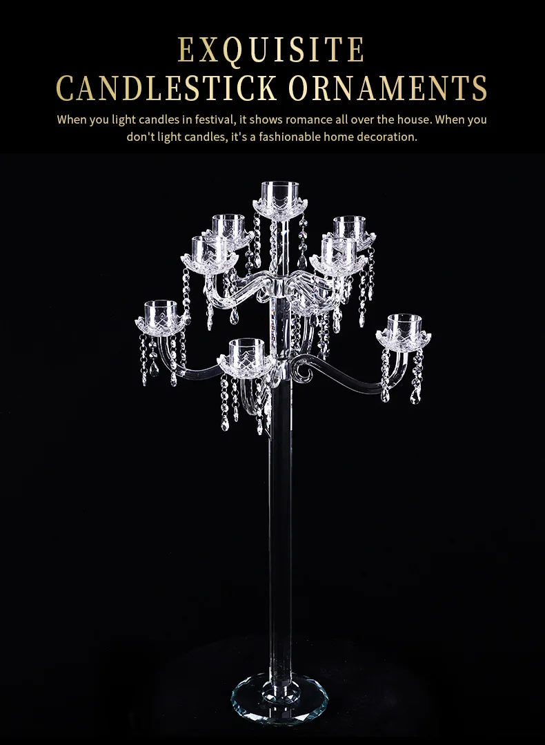 Crystal Candlestick 9 Arms Wedding Centerpiece Crystal Candelabra supplier