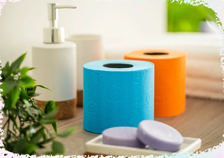 Eco-friendly Bathroom Embossed Roll Cheap Toilet Paper Printed Tissue Paper 3 Layers Colour Red Black Toilet Paper