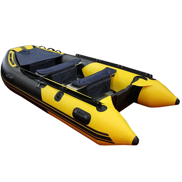 High Speed 360cm Folding PVC Inflatable Boat Rescue Boat Rubber Rowing Boats with aluminium floor for sale