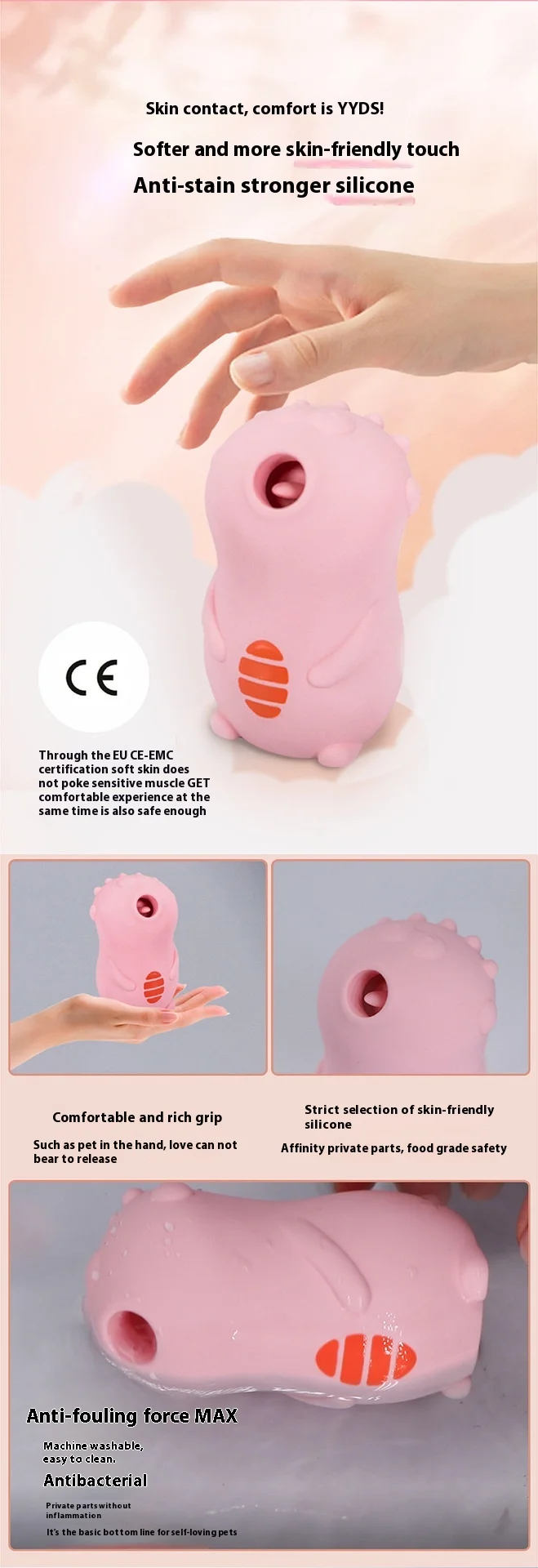 Nipple massager silicone and ABS construction detail