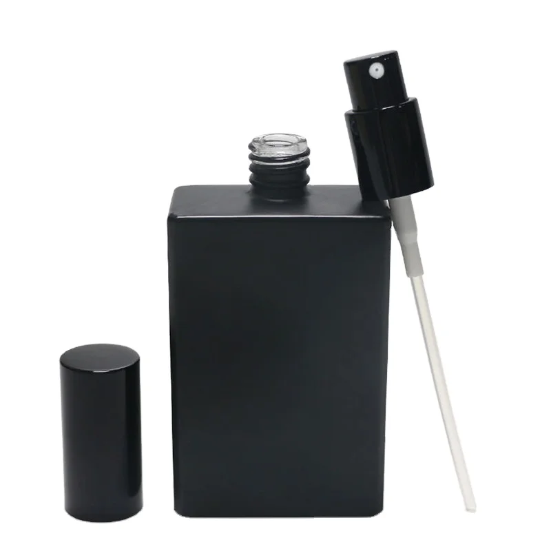 Perfume Bottle 30ml 50ml 100ml square Transparent Amber Matte Black Fragrance Oil Glass Bottles With Fine Mist Gold Sprayer Cap
