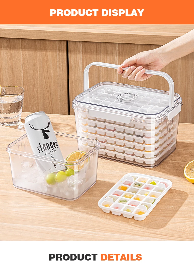 Wannuo Multilayer Ice Cube Tray Boxes Portable Ice Box 24/48 Grids Ice Cube Making Tank Plastic PET Food Storage & Container manufacture