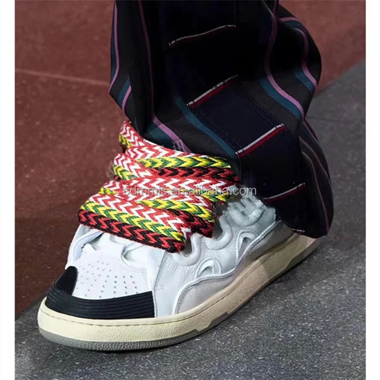 Women's low heel sneakers personalized color contrast casual fashion shoes lace up flat bottom custom large women's shoes