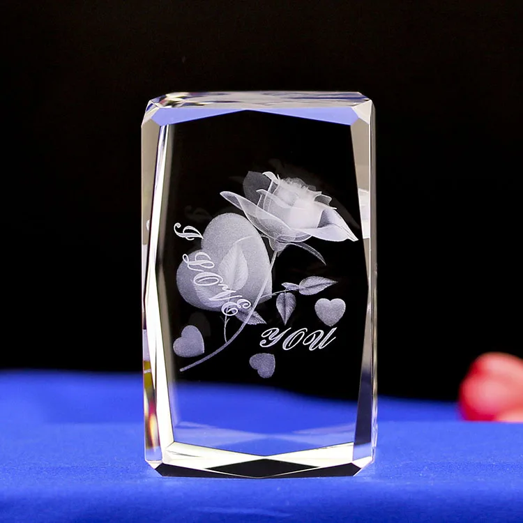 Rosa de cristal personalizada 2023 con grabado láser 3D, regalo para el día de San Valentín