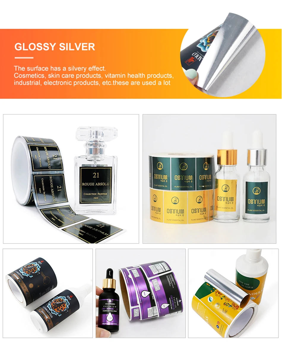 Custom Printing Waterproof Cosmetic Logo Sticker Vinyl Gold Foil Shampoo Stickers Roll Product