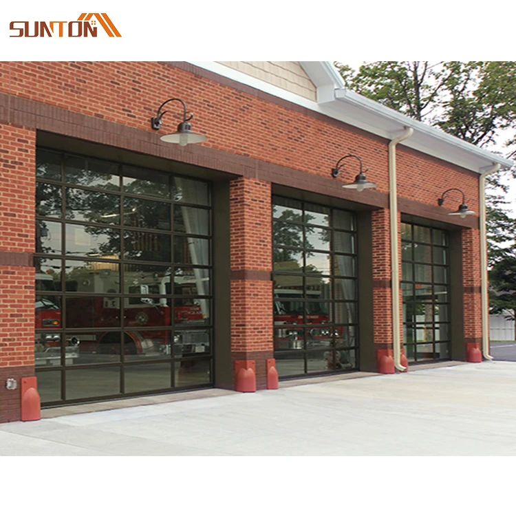 Customized Home Commercial Modern Motorized Auto Aluminum Frame Full View Transparent clear Glass Panels Garage Door with Motor