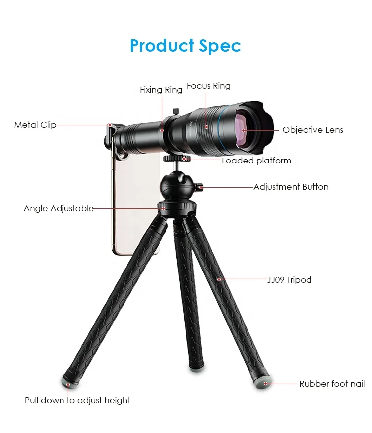 Best Optical Zoom High Quality 60X Super Monocular Telescope Zoom Camera  Telephoto Cell Phone Lens