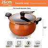 Olla sopera de micro-presión de 7 litros, color naranja con borde dorado.
