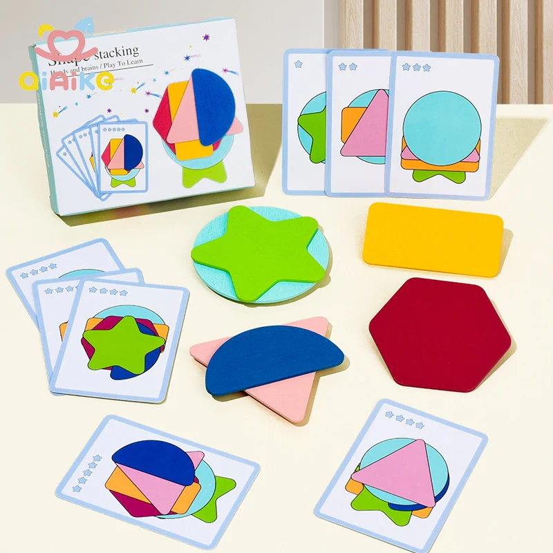 Montessori Logik-Training Entwicklungs-Spielzeug Frühkindliche Bildung Aktivitäts-Spiel aus Holz Stapel-Puzzle für unterwegs für Kinder