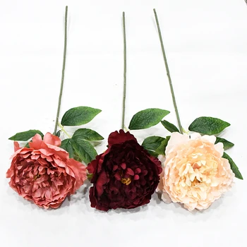 Real Touch Faux Flowers Pink single Peonies Artificial Flowers Arrangements Table Centerpieces for Dining Room Home Decoration