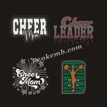 Custom Bling Cheer Leader Iron on Rhinestone Heat Transfer Motif Customized Design for Garments