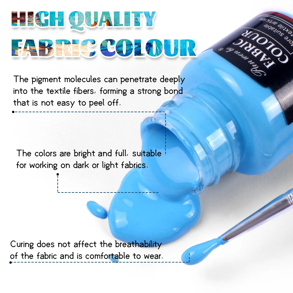 Professional 12 Colors 25ml Textile Fabric Paint Nox-toxic Pigment Color Acrylic Fabric Color Paint Acrylic Pigment for Fabric