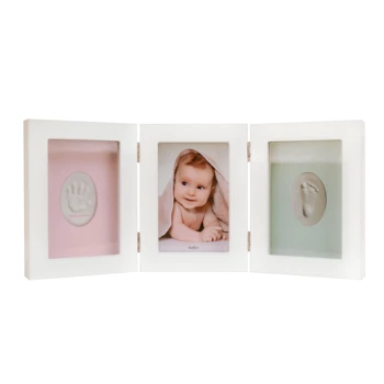 Custom Birthday Shower Gift Set Clay Handprint Footprint Kits White Wood Baby Photo Frame Display